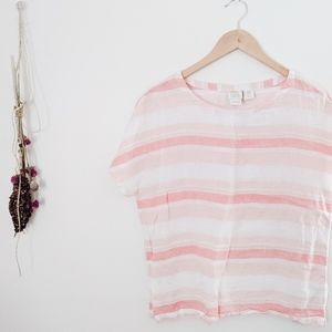 C&C California linen striped top pastel pink M